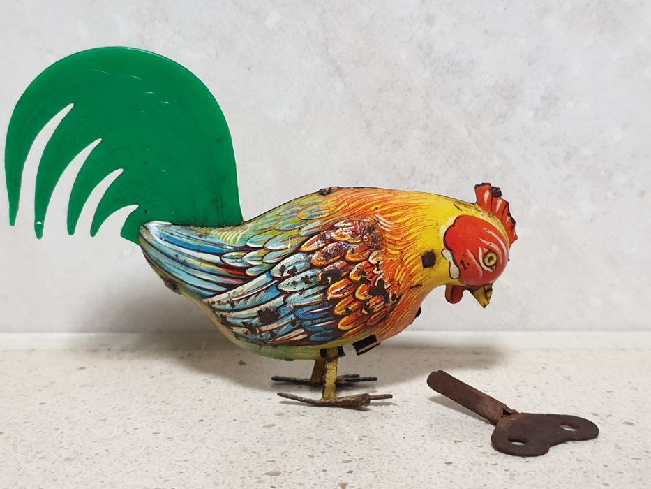 Antigo Galo - brinquedo mecânico em chapa Köhler Germany