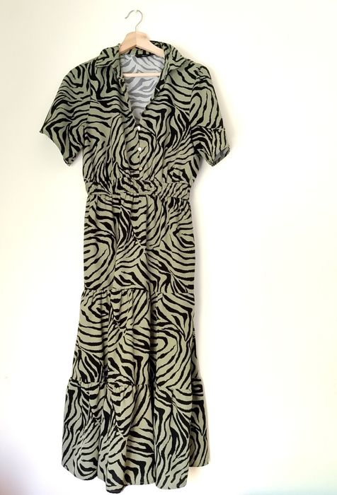 Vestido comprido verde e preto Vilanova L
