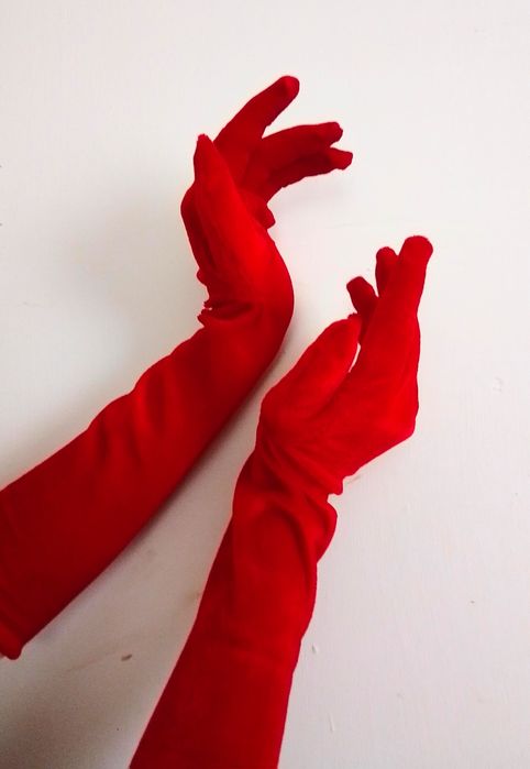 Довгі рукавички з оксамиту Чорні Білі Червоні