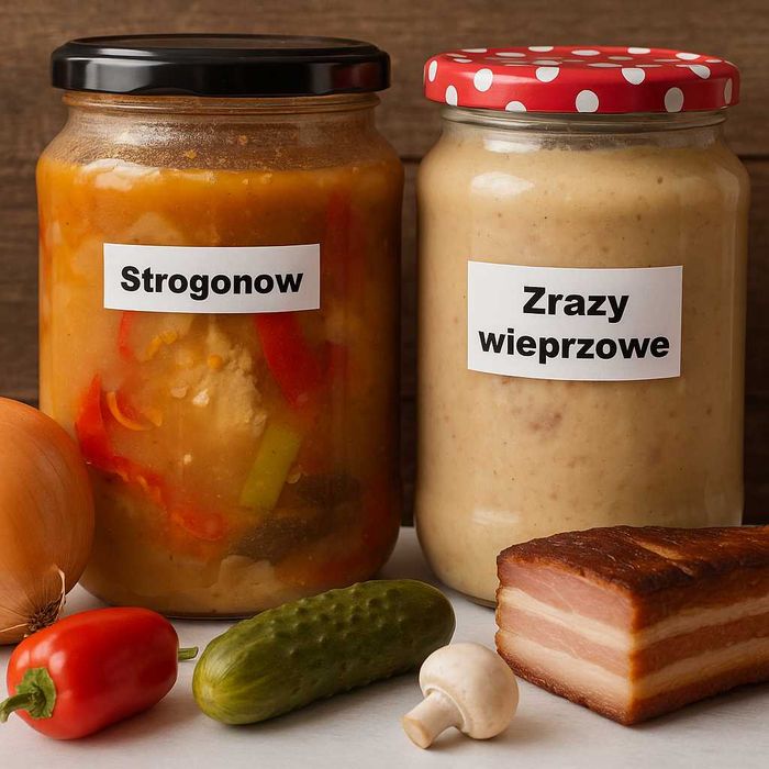 Zestaw 10 szt. obiady domowe wekowane w słoikach to dania obiadowe z wysyłką w słoikach 0,9 l, wygodne rozwiązanie na co dzień do domu i pracy