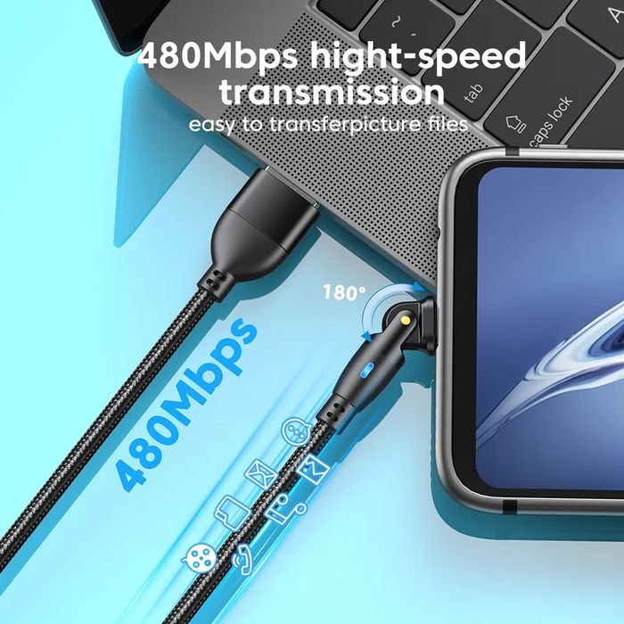 Шарнирный поворотный кабель микро-юсб micro-Usb с быстрой зарядкой