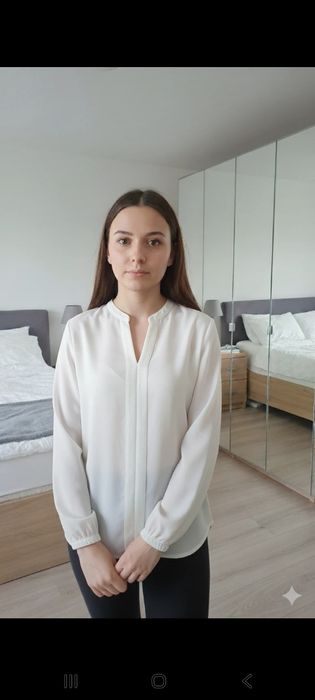 Biała  ecri wizytowa biznesowa damska  koszula Janina rozmiar  48 4xl