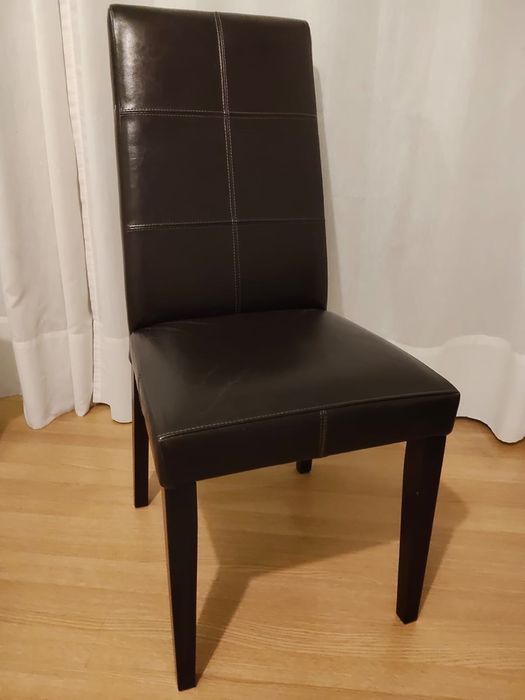 Pack de 6 Cadeiras couro castanho