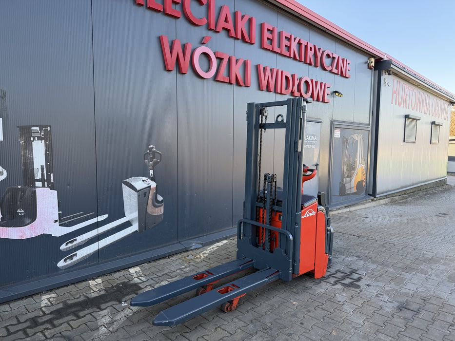 Paleciak elektryczny Linde widły 150 cm 430 cm 1400 kg wózek Linde