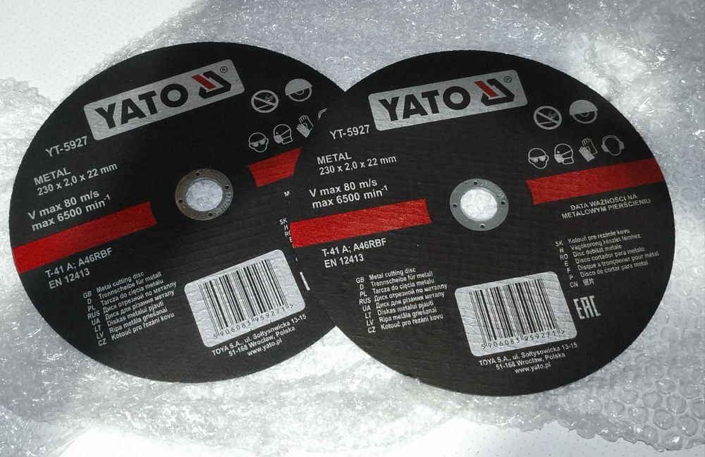 Dwie tarcze do cięcia metalu YATO YT-5927 metal 230x2,0x22 mm / Nowe