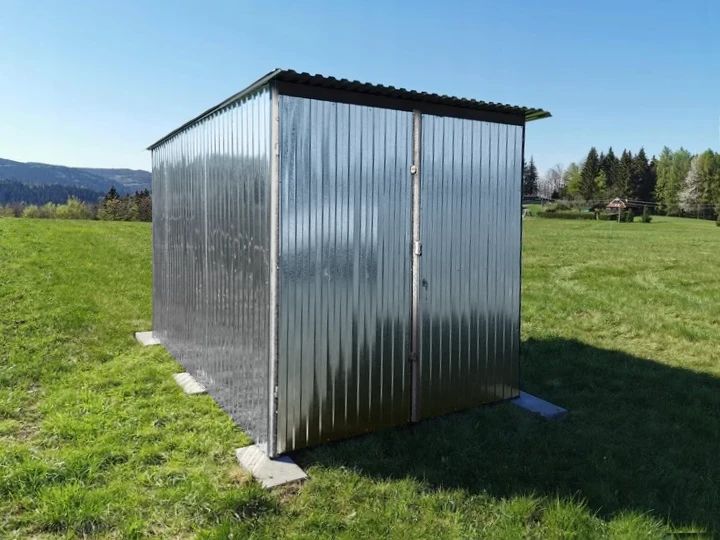 Garaż blaszany 2x3m Dach jednospadowy, Brama dwuskrzydłowa