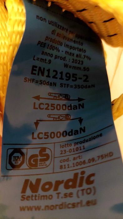Cintas NORDIC amarração 5 TON C/ roquete e ganchos fechados.