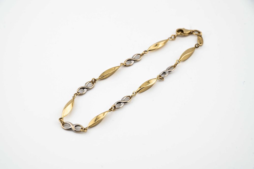 Wspaniała bransoletka z łączonego złota 585 infinity nieskończoność 19 cm