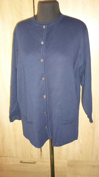 Włoski damski rozpinany długi sweter r; 48/50