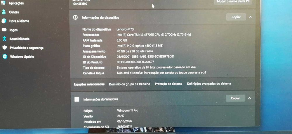 Mega Promoção Mini PC Lenovo M73 4ªGen. | i5-3.30Ghz | 8G-DDR3 | SSD 256GB | W11Pt