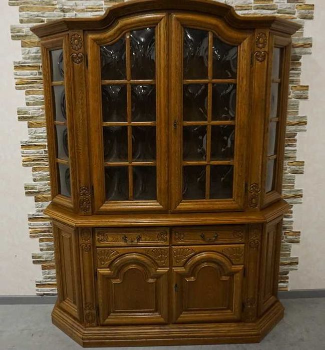 Witryna z Komodą Dębowa 4 drzwiowa piękne fronty szer. 152 cm (p-1141)