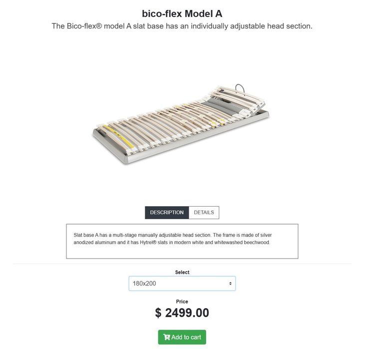 Łóżko ze stelarzem lewitujące premium Bico-flex 180/200