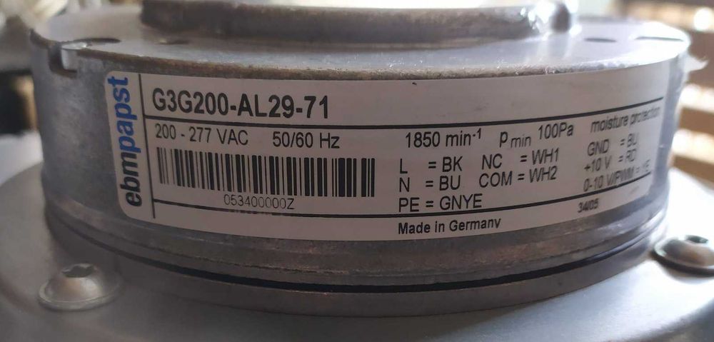 Вентиляторы Ebmpapst G3G200-AL29-71 и G3G108-BB01-02
