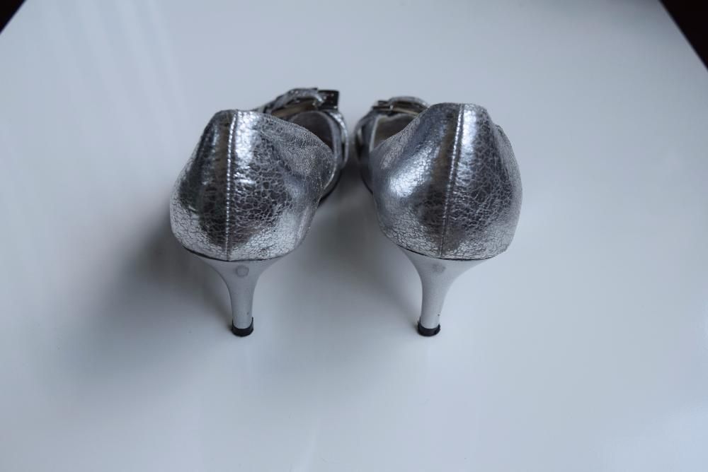 srebrne skórzane buty CATWALK roz.38