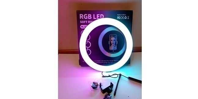 Кольцевая РГБ лампа 300 см, на штативе. цветной и белый свет