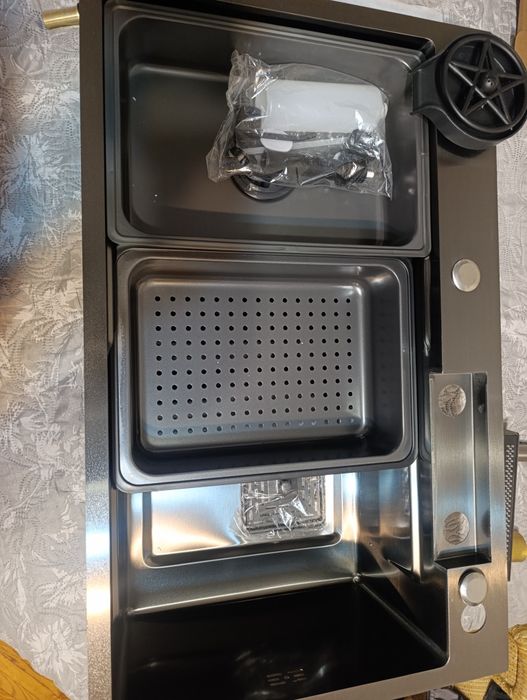 Мийка для кухні + змішувач Platinum Handmade Водоспад