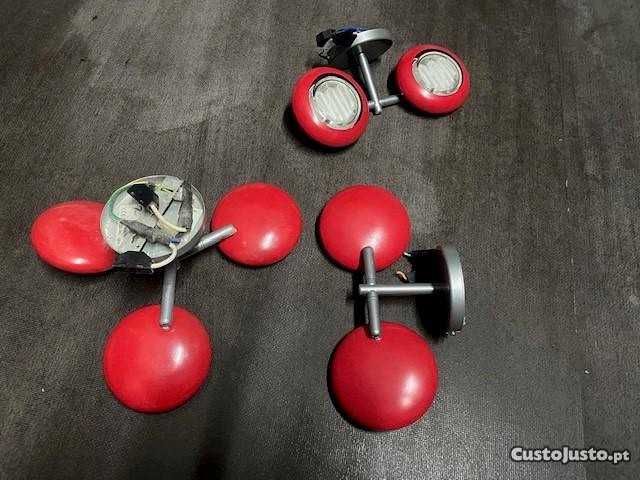 Conjunto de 3 candeeiros de parede de design vermelho - orientável