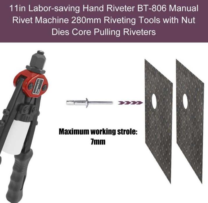 F511 Rebitador manual rebites máquina 280mm 2.4mm, 3.2mm, 4.0mm, 4.8mm