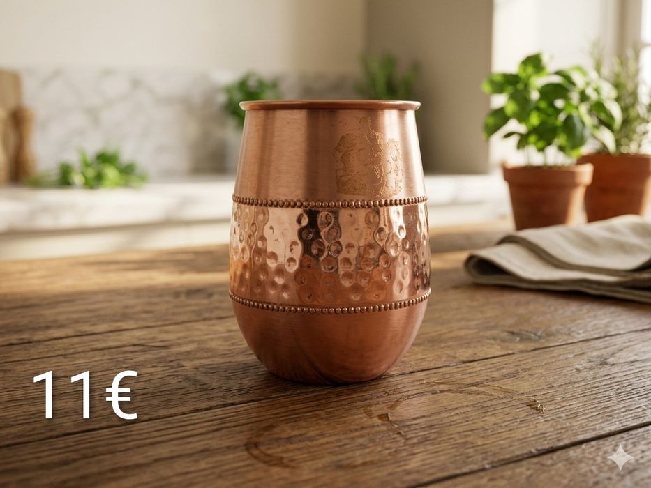 Garrafas e copos em Cobre