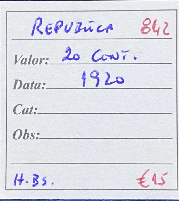 Moeda  842 - 20 Centavos 1920
