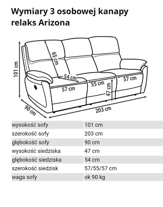 Sofa skórzana 3 osobowa Arizona w wersji relax