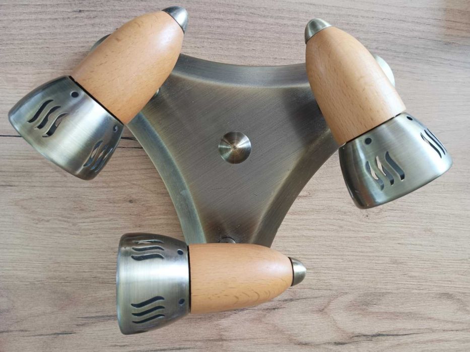 Lampa metalowo drewniana