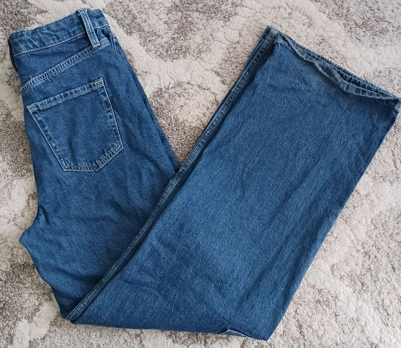Spodnie jeans dziewczęce H&M roz. 152 bojówki z szeroką nogawką