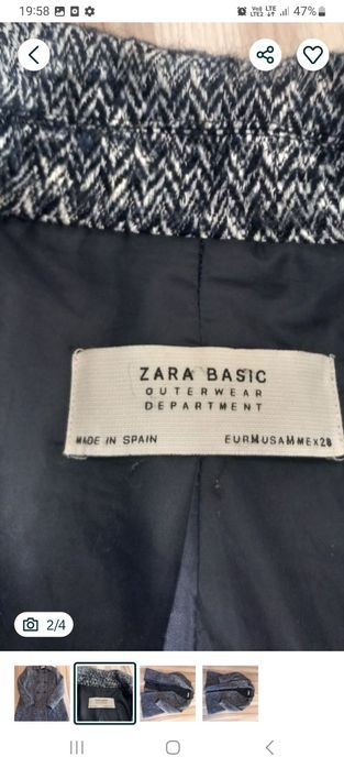 Płaszcz Zara rozm.M  w lekko granatowym kolorze.
