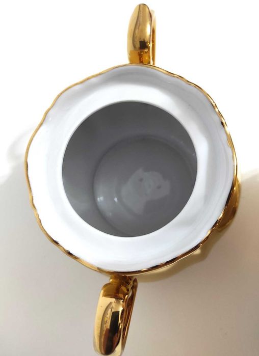 Zabytkowy, pozłacany zestaw do kawy "Mocha". Porcelana kostna.