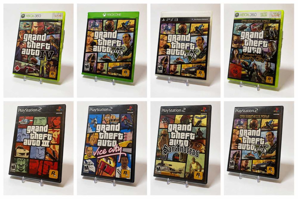 Американські та німецькі видання GTA V, GTA San Andreas, GTA IV, GTA Vice City, GTA III для XBOX та PS. Ціни дивіться в описі