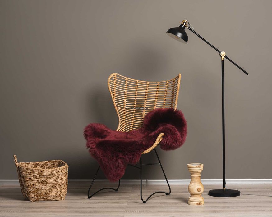 Skóra Owcza Kolor Czerwonego Wina Bordo Naturalna