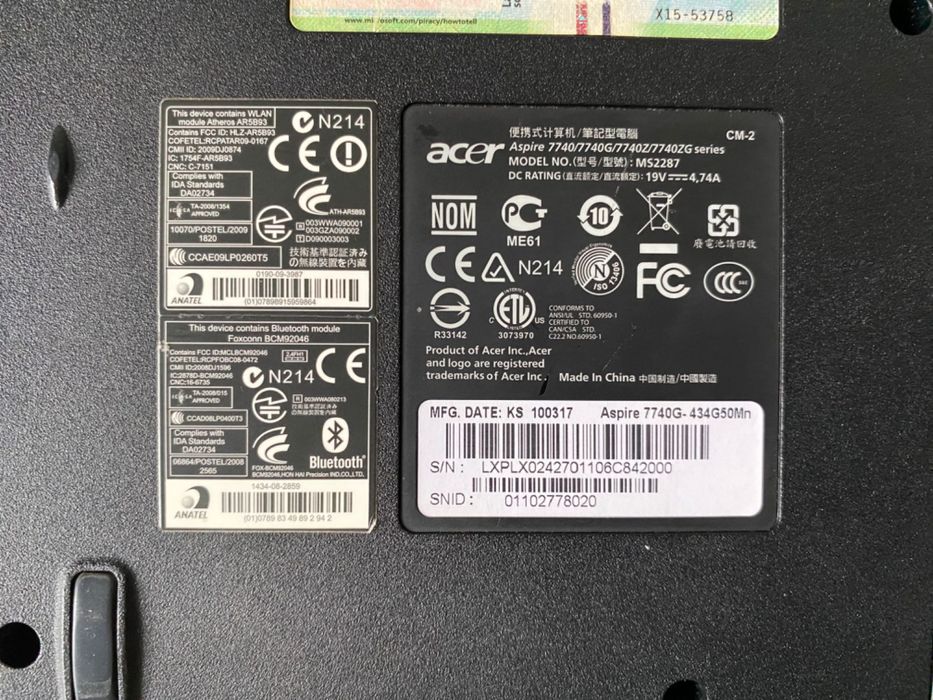 Laptop ACER ASPIRE 7740G 17,3”