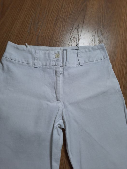 Spodnie damskie białe lato dzwony De facto S