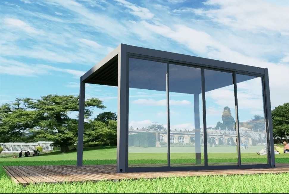 Pergola aluminiowa 100%, wzmocniona antracytowa