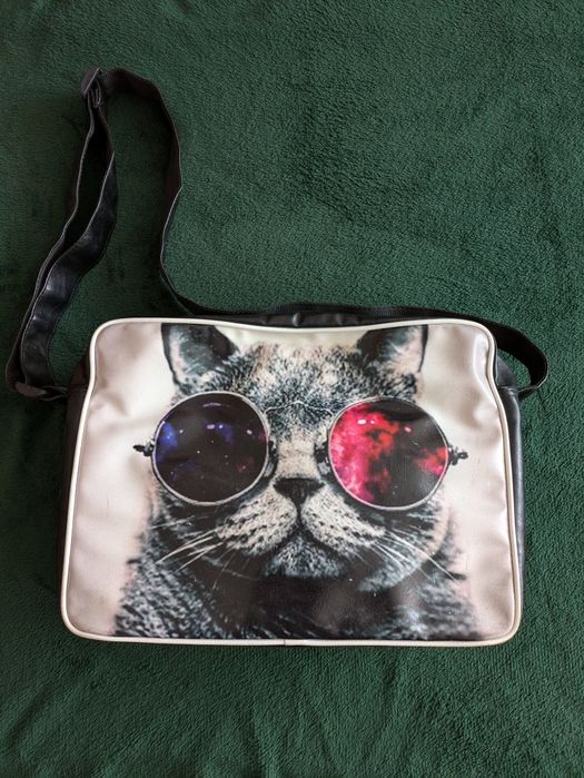 Torba listonoszka na ramię kot w okularach