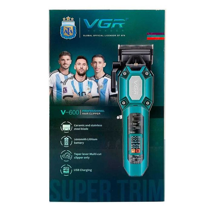 Аккумуляторная машинка для стрижки VGR V-600, 6 насадок, регулятор высоты, 7000 RPM, LED дисплей