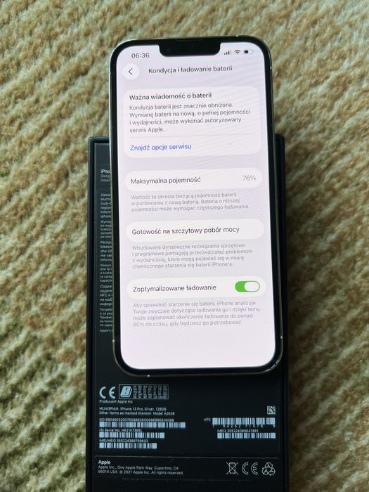 Iphone 13 Pro Silver 128Gb Stan Wzorowy
