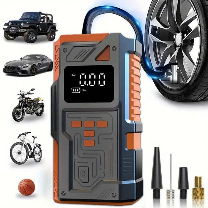 Стартер для авто 5000А 5в1 з компресором, павербанком і ліхтарем, SOS