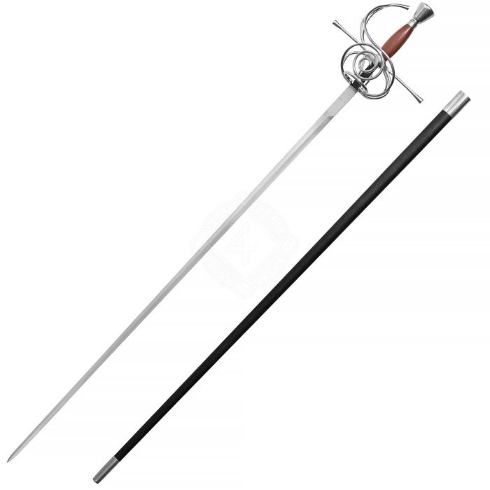 Rapier z rękojeścią zagiętą i rękojeścią z twardego drewna