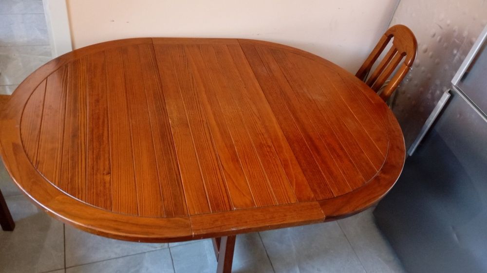 Mesa extensível madeira maciça 5 cadeiras
