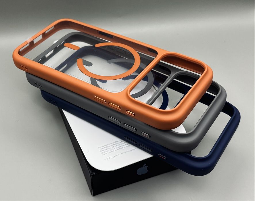 Чехол iPhone 17 Pro Max Orange MagSafe, 17 Pro Silver, 17 Pro Max Blue, премиальное качество, не желтеет, мощный магнит