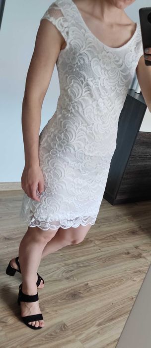 Sukienka biała koronkowa sexy krótka obcisła wieczór panieński Bride