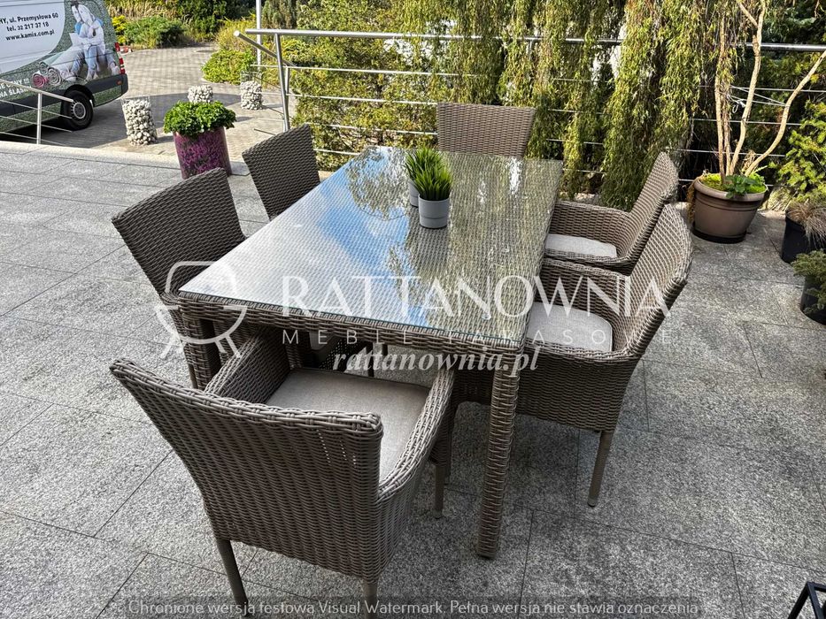 OUTLET! Zestaw Ogrodowy Jadalniany Technorattanowy 6-Osobowy Beżowy
