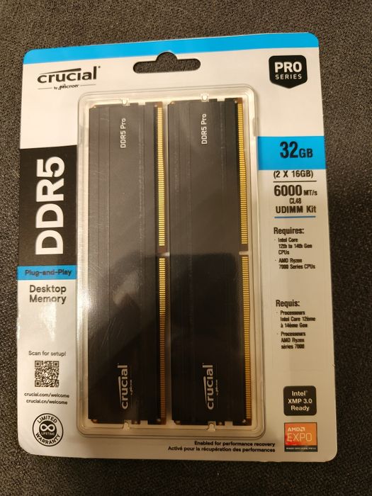 NOWA Pamięć RAM Crucial Pro 32GB DDR5 6000MHz EXPO XMP 2x16gb