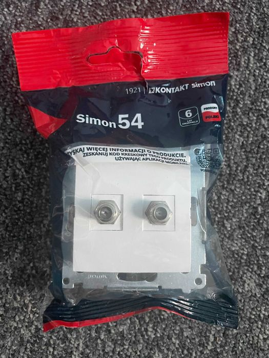 SIMON 54 Gniazdo Antenowe SAT 2x biały