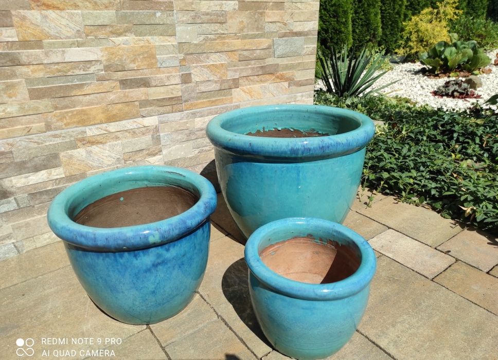 Donica ceramiczna szkliwiona 3 sztuki
