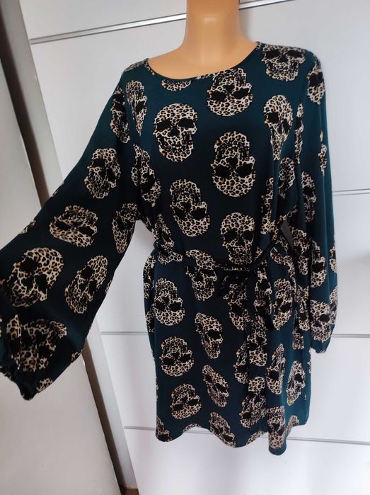 Shein r 3xl zielona sukienka w czaszki r 46 plus size