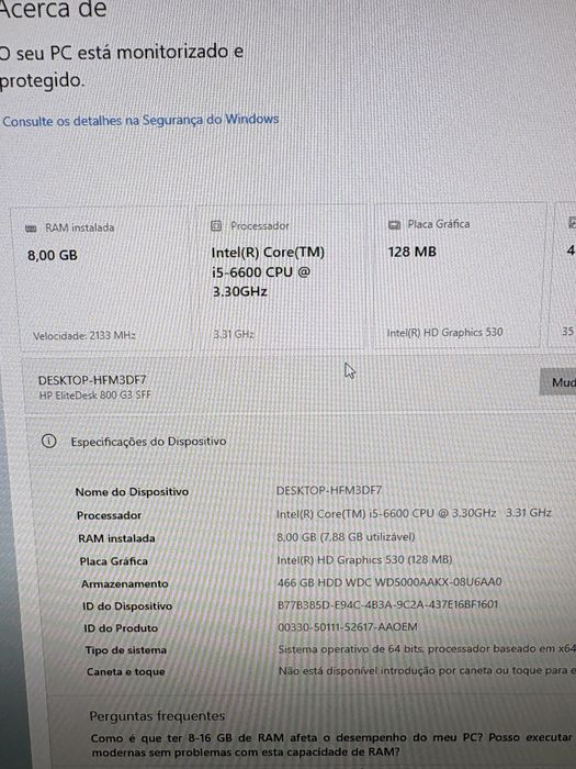 Hp elitedesk 800 G3 core i5