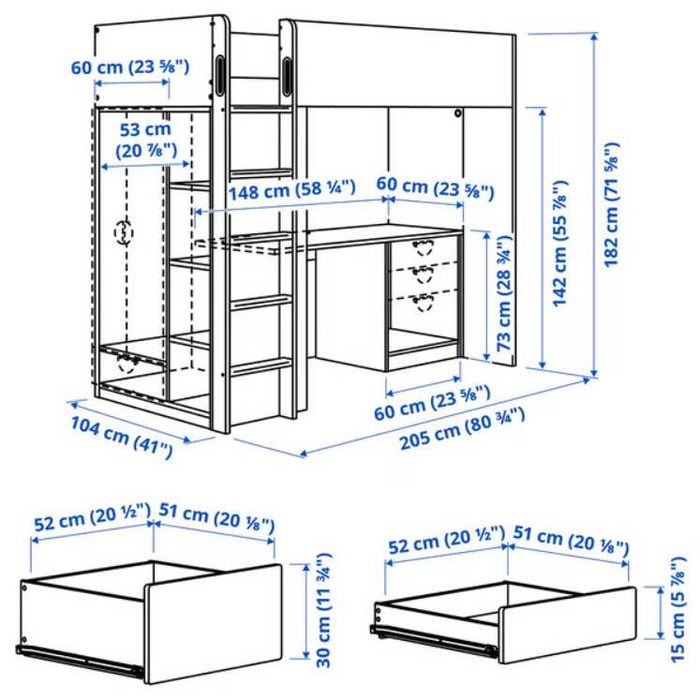 Łóżko na antresoli Smastad Ikea