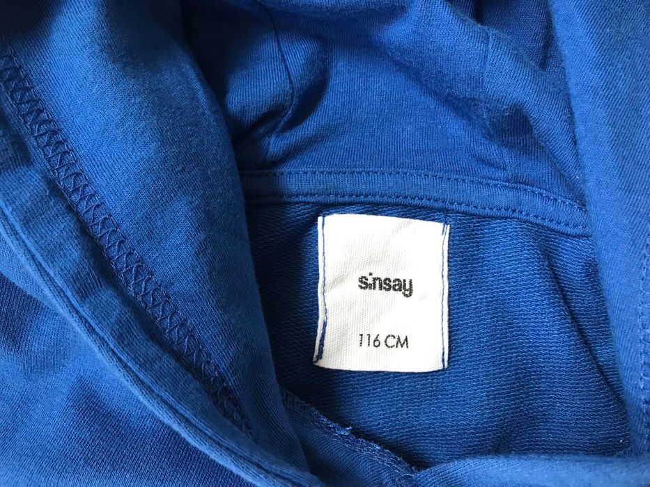 Bluza z kapturem, niebieska bluza z napisem New York; Sinsay; rozm.116